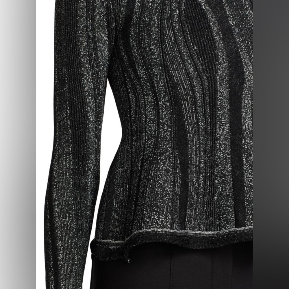 Proenza Scouler Ottoman Metallic Peplum Knit Top Sz S - Picture 4 of 6
